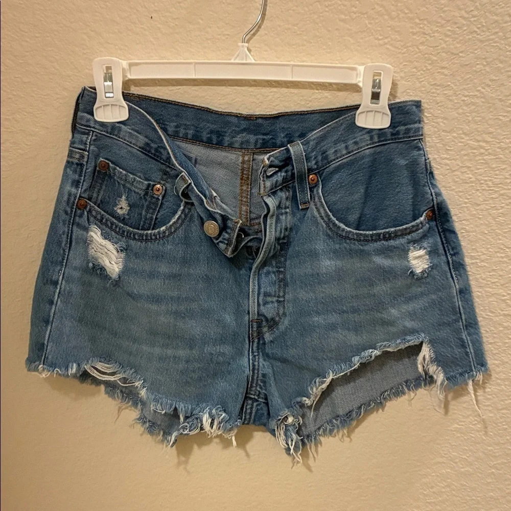 Levi's Distressed Blue Denim Shorts